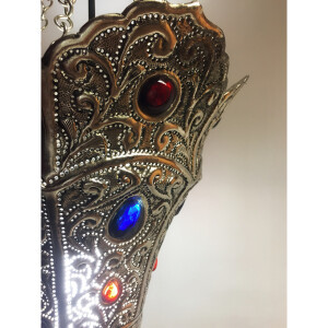 Hängeleuchte Baysan Silber 45cm | Orientalische Lampe aus Messing