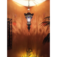 Hängeleuchte Baysan Silber 45cm | Orientalische Lampe aus Messing