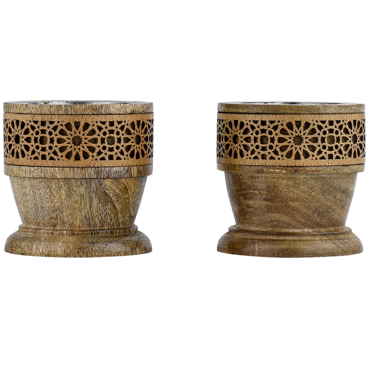 2er Set Boho Holz-Kerzenleuchter Ghada a box