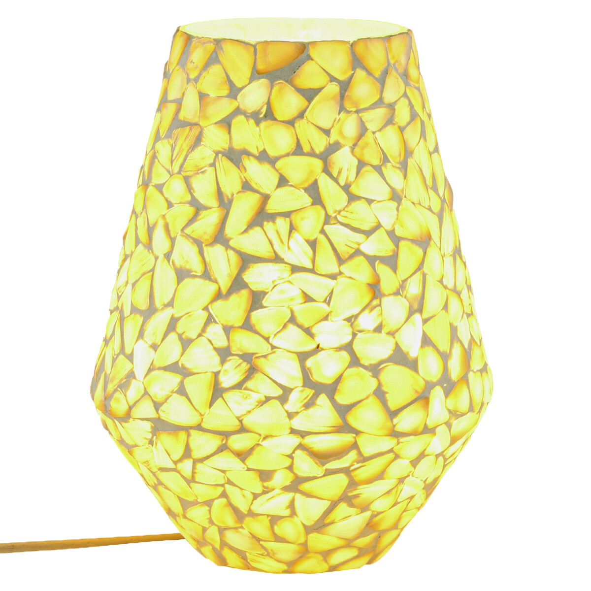 Boho Tischlampe Fikus Motiv 2 handgefertigt aus Glas-Mosaik 