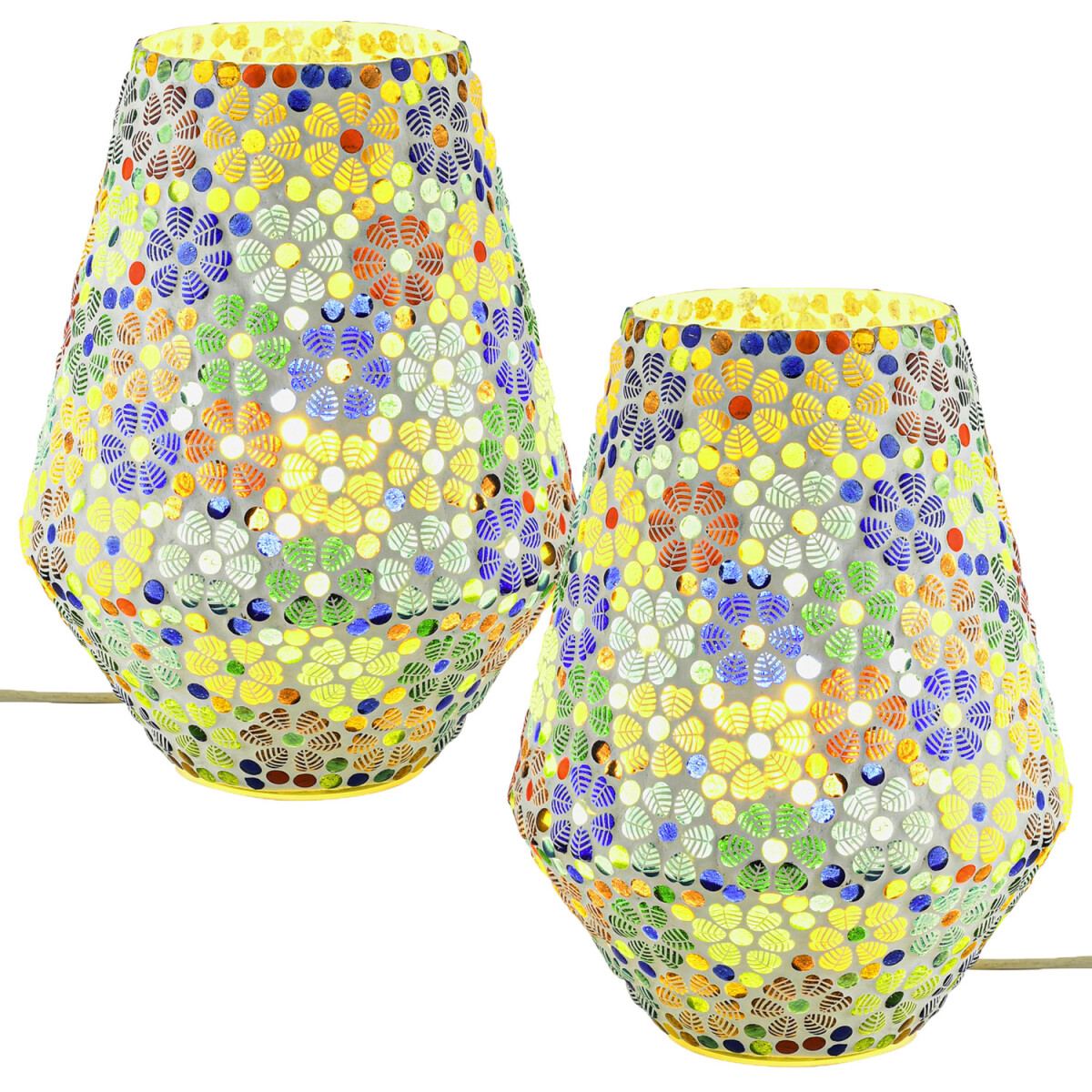 2er Set Boho Tischlampe Fikus Motiv 3 ha box