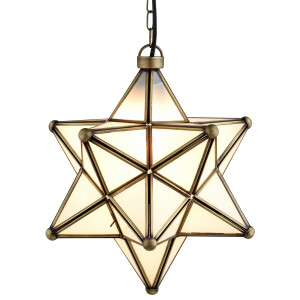 Pendelleuchte Stern Glas Bghina weiß 35cm | Vintage...