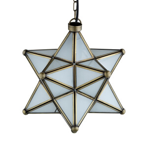 Pendelleuchte Stern Glas Bghina weiß 35cm | Vintage Hängelampe Boho