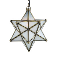 Pendelleuchte Stern Glas Bghina weiß 35cm | Vintage Hängelampe Boho