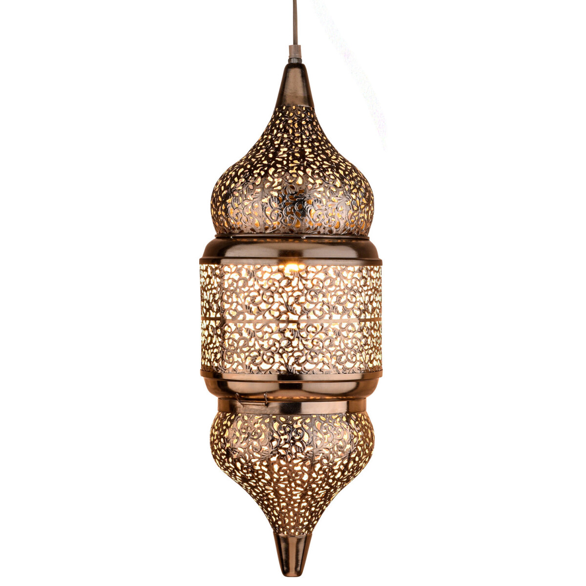 Orientalische Pendelleuchte Imano Silber 56cm | Handarbeit &