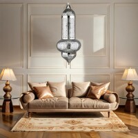Orientalische Pendelleuchte Jamini Silber 51 cm | Handarbeit & Boho