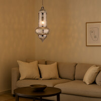 Orientalische Pendelleuchte Jamini Silber 51 cm | Handarbeit & Boho