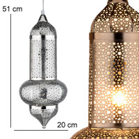 Orientalische Pendelleuchte Jamini Silber 51 cm | Handarbeit & Boho
