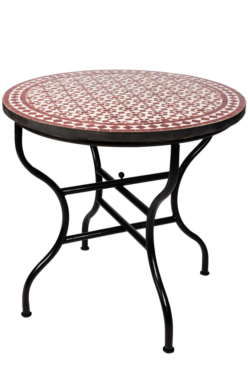Marokkanischer Mosaiktisch Albaicin aus Mosaik Bordeaux-Gelb
