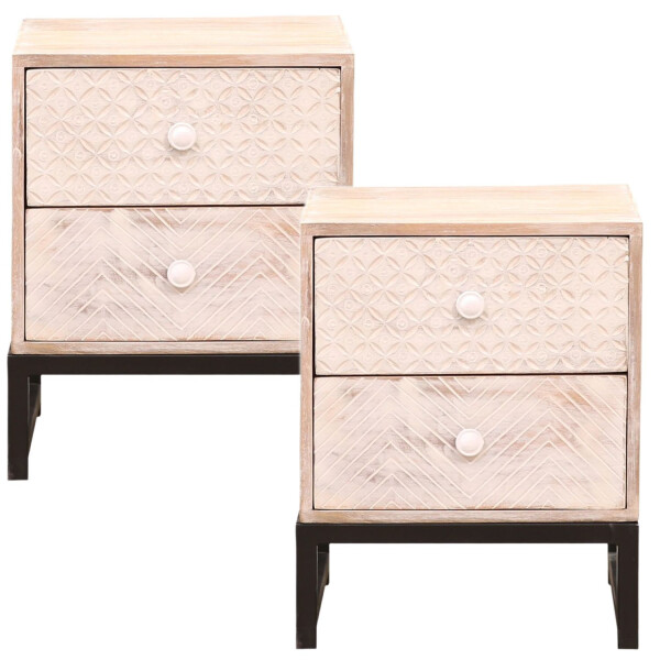 2er-Set Boho Nachttische aus Mangoholz