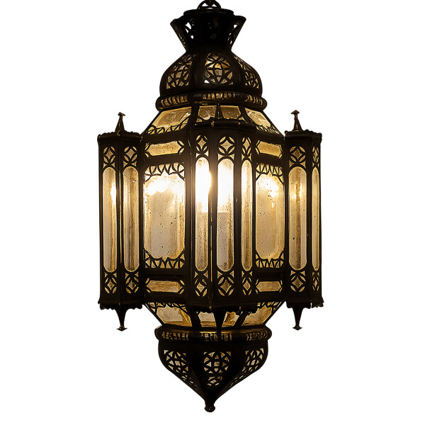 Deckenlampe La Noche Glas & Metall 70cm | Mediterrane Hängeleuchte