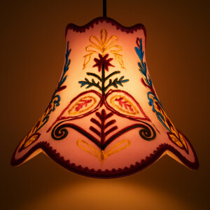 Shabby Chic Lampe Shyamana Lila 33cm | Boho Stoff...