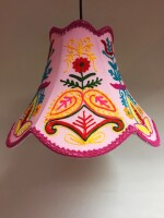 Shabby Chic Lampe Shyamana Lila 33cm | Boho Stoff Pendelleuchte