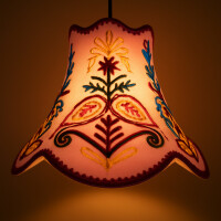 Shabby Chic Lampe Shyamana Lila 33cm | Boho Stoff Pendelleuchte