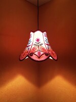 Shabby Chic Lampe Shyamana Lila 33cm | Boho Stoff Pendelleuchte
