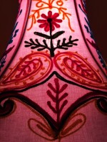 Shabby Chic Lampe Shyamana Lila 33cm | Boho Stoff Pendelleuchte