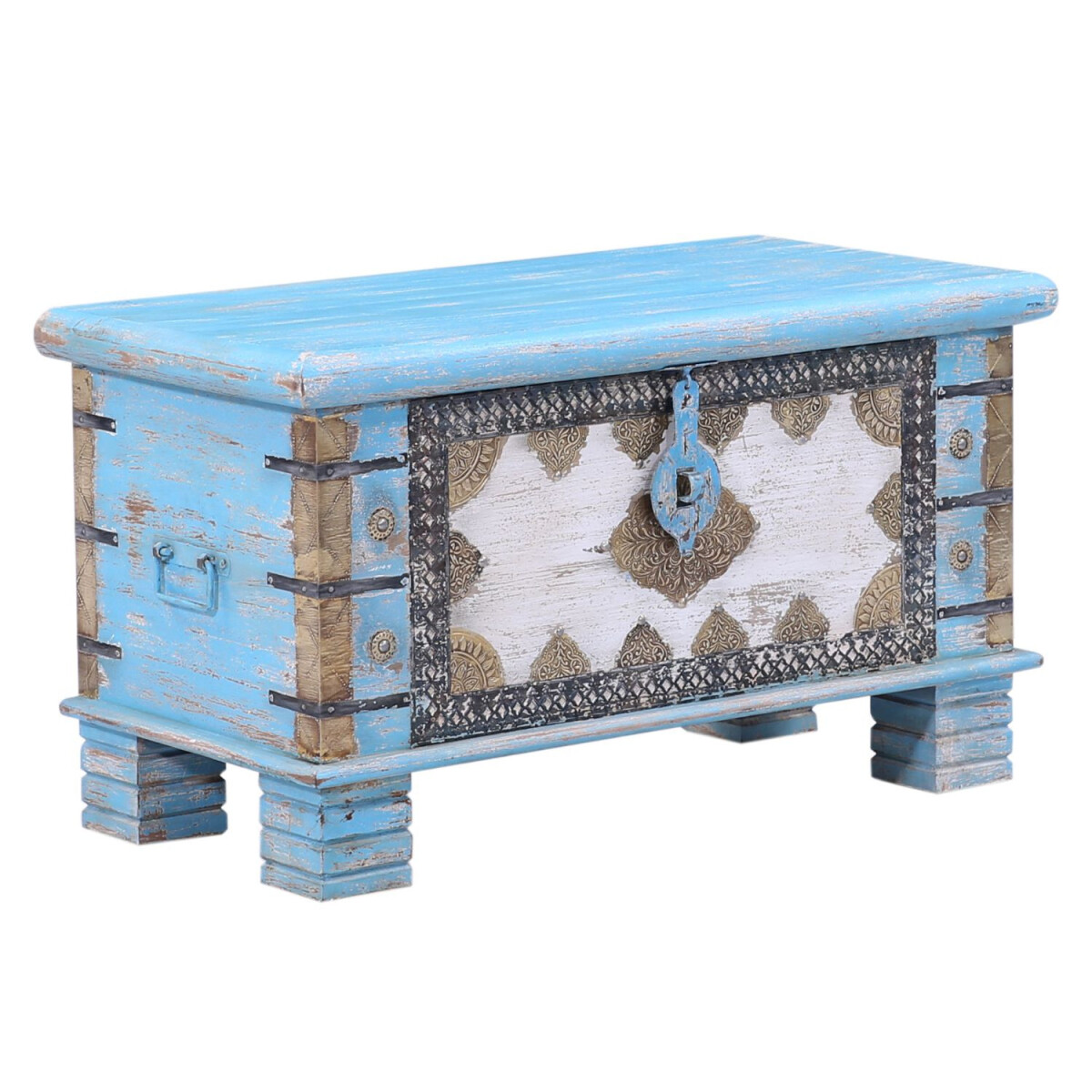 Boho Truhe Ezgi handgefertigt aus Massiv box