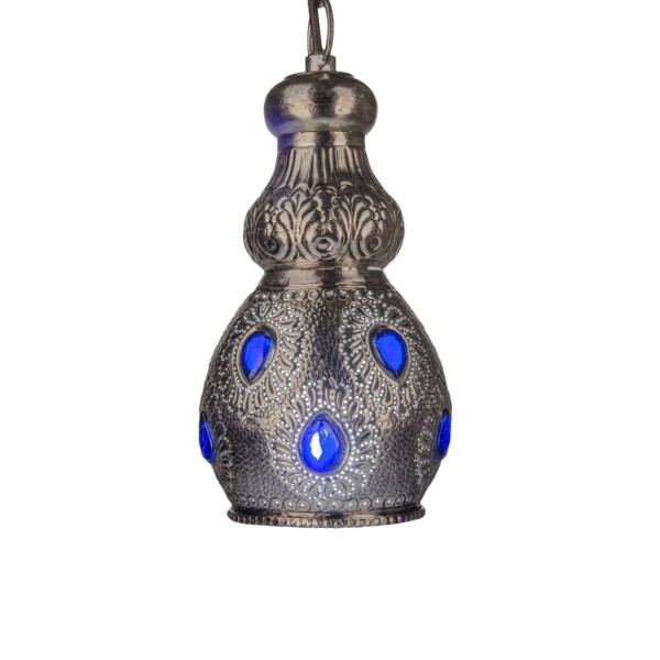 Esstischlampe Aissata 27cm | Marokkanische Metalllampe Silberfarben