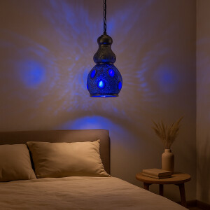 Esstischlampe Aissata 27cm | Marokkanische Metalllampe Silberfarben