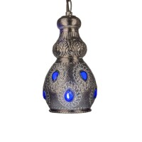 Esstischlampe Aissata 27cm | Marokkanische Metalllampe Silberfarben