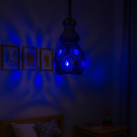 Esstischlampe Aissata 27cm | Marokkanische Metalllampe Silberfarben