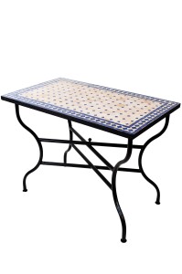 Marokkanischer Mosaiktisch Marrakesch Natur Blau 100x60cm...