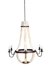 Kronleuchter Abdallah Holz Metall 93cm | Indisch Shabby Chic Leuchter