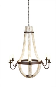 Kronleuchter Abdallah Holz Metall 93cm | Indisch Shabby Chic Leuchter