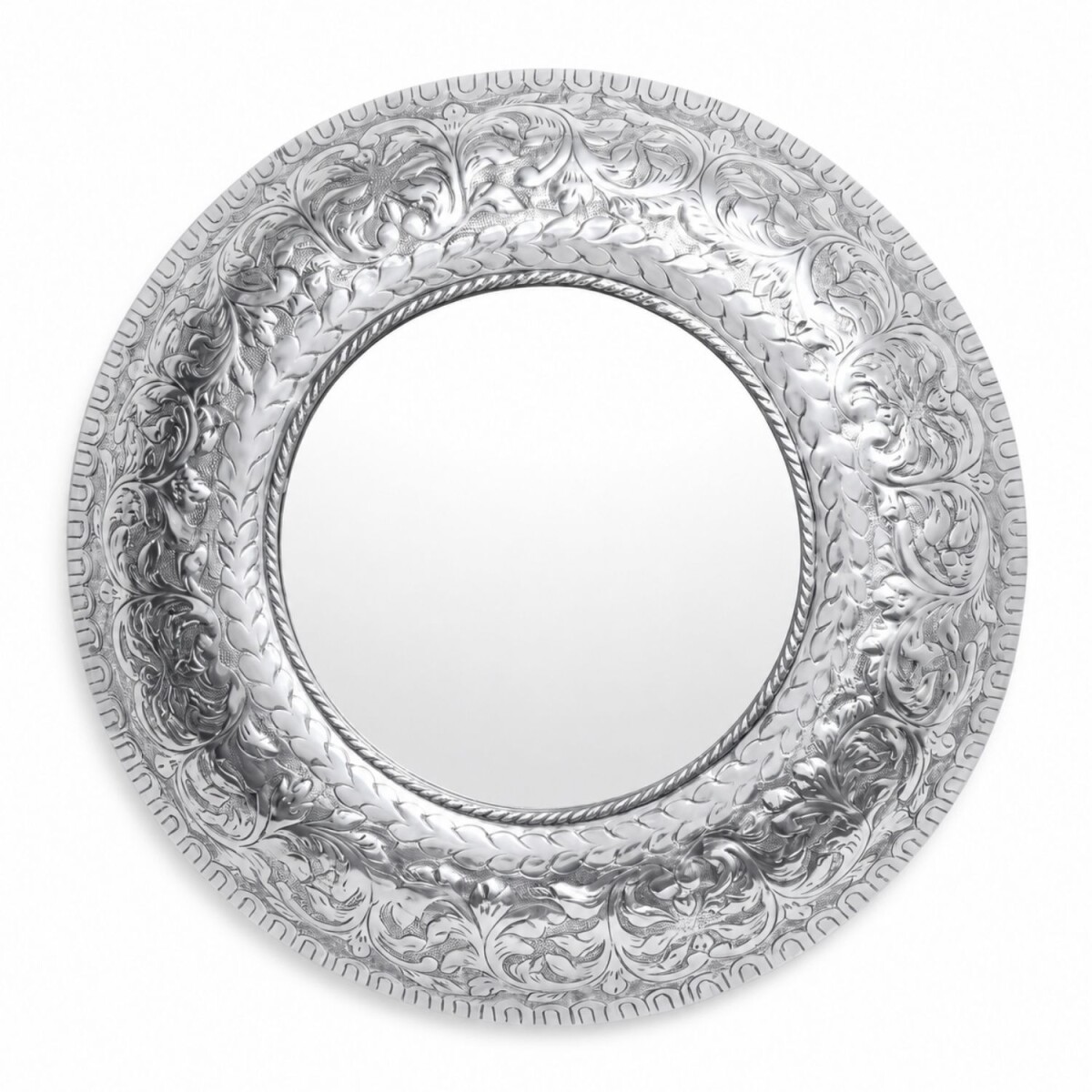 Vintage Wandspiegel Baltic handgefertigt aus Aluminium in Si