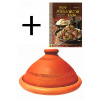 2er Set, ORIGINAL Tajine Tuareg 35cm + Nord-Afrikanische Küche Kochbuch
