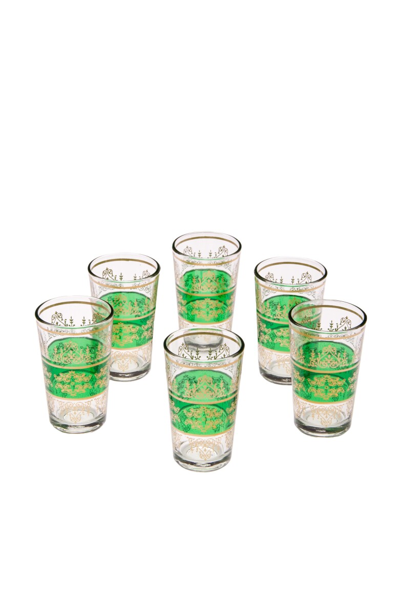 6er Set Marokkanische Teegläser Marrakesch Blau Gl&auml