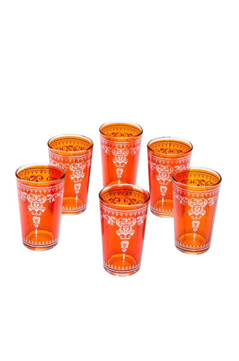 6er Set Marokkanische Teegläser Marrakesch Orange Gl&au