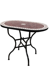 Marokkanischer Mosaiktisch Bilbao Bordeaux Weiss 100x60cm...