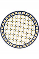 Marokkanischer Mosaiktisch Giralda Weiss Gelb Blau 80cm | Handarbeit