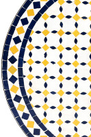 Marokkanischer Mosaiktisch Giralda Weiss Gelb Blau 80cm | Handarbeit