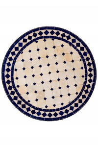 Marokkanischer  Mosaiktisch Marrakesch Beige Blau, 60cm,...