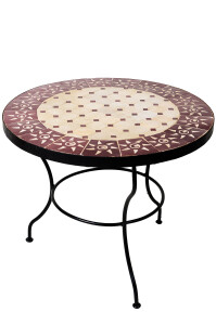 Marokkanischer Mosaiktisch Sonne Beige Bordeaux, 60cm,...