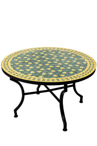 Marokkanischer Mosaiktisch Estrella Grün Gelb...