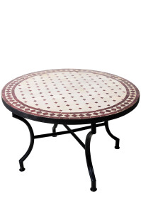 Marokkanischer Mosaiktisch Marrakesch Beige Bordaux,...