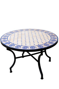Marokkanischer Mosaiktisch Spirale Beige Blau, 80cm, 45cm...