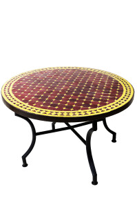 Marokkanischer Mosaiktisch Marrakesch Bordeaux Gelb...