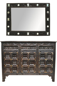 Orientalische Set Sideboard Spiegel Hawa Dunkelbraun