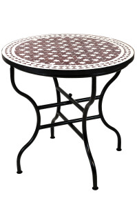 Marokkanischer Mosaiktisch Estrella Bordeaux Weiss 80cm |...