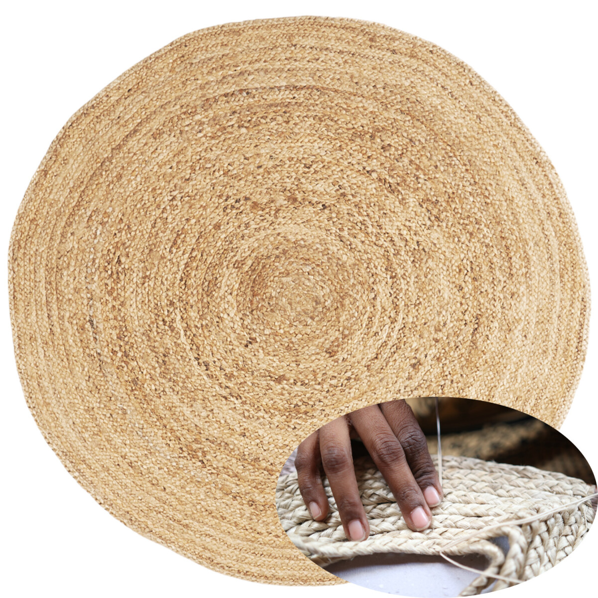 Boho Runder Jute-Teppich Abril handgefer box