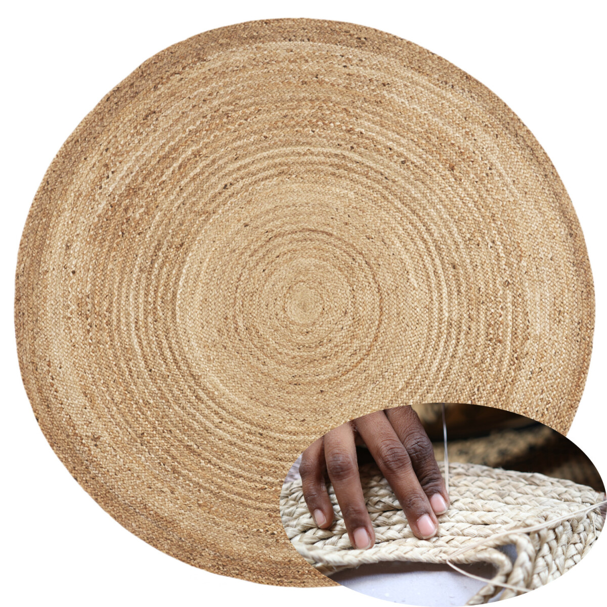 Runder Teppich aus Jute geflochten Abril 150cm