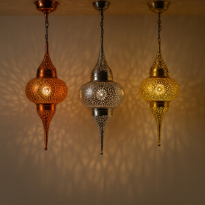 Pendelleuchte Hayati Kupfer 55cm | Marokkanische Lampe aus Messing