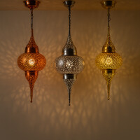 Pendelleuchte Hayati Kupfer 55cm | Marokkanische Lampe aus Messing