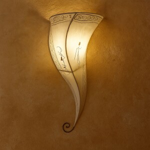 Orientalische Wandlampe Suma Natur | Ziegenleder &...