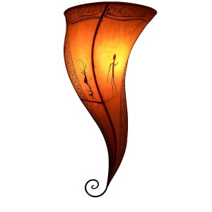 Wandlampe Suma Orange | marokkanisch Boho Lederlampe H 60cm