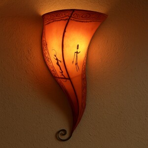 Wandlampe Suma Orange | marokkanisch Boho Lederlampe H 60cm